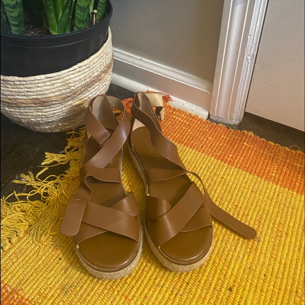 NEW michael kors leather platform sandals